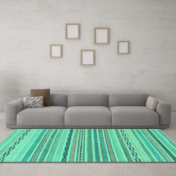 Machine Washable Solid Turquoise Modern Area Rugs in a Living Room,, wshabs1784turq
