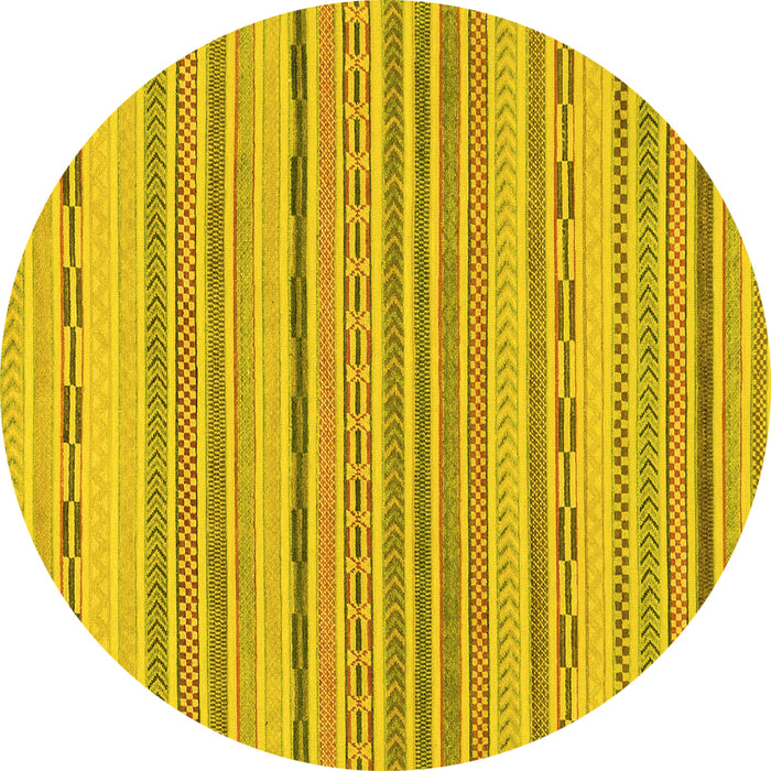 Round Solid Yellow Modern Rug, abs1784yw