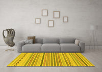 Machine Washable Solid Yellow Modern Rug, wshabs1784yw