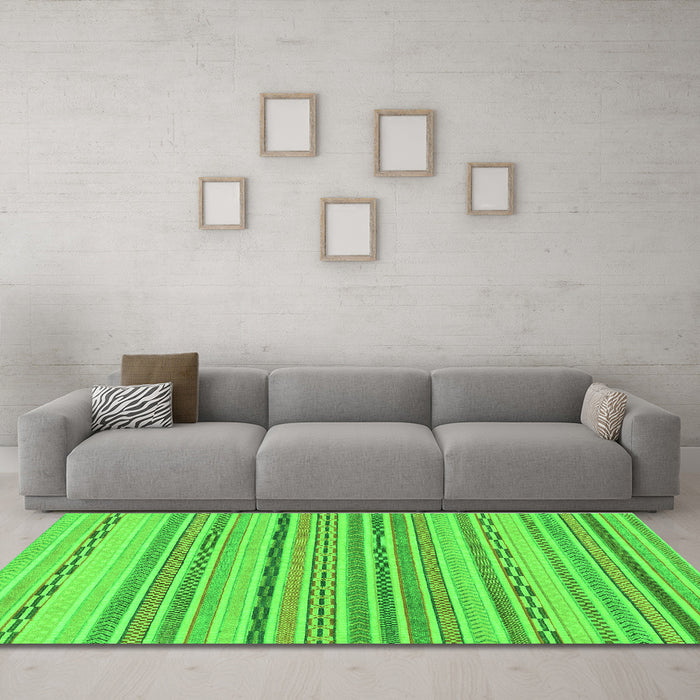 Machine Washable Solid Green Modern Area Rugs in a Living Room,, wshabs1784grn