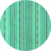 Round Solid Turquoise Modern Rug, abs1784turq