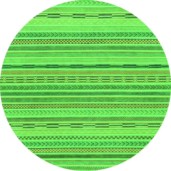 Round Machine Washable Solid Green Modern Area Rugs, wshabs1784grn