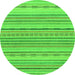 Round Machine Washable Solid Green Modern Area Rugs, wshabs1784grn