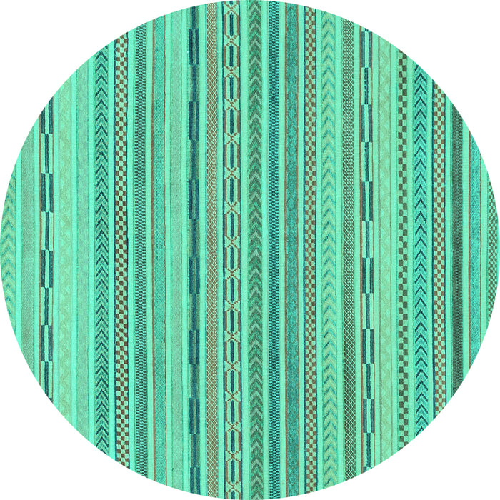 Round Machine Washable Solid Turquoise Modern Area Rugs, wshabs1784turq