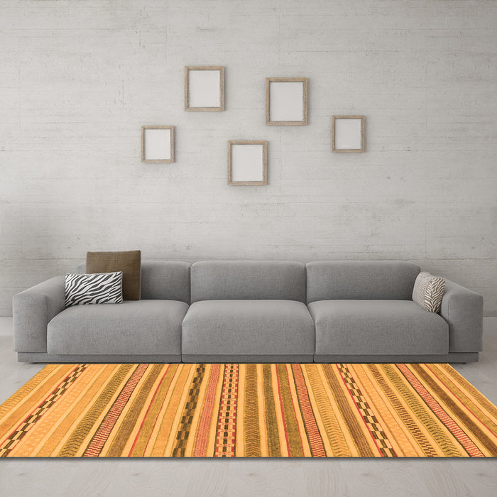 Machine Washable Solid Orange Modern Area Rugs in a Living Room, wshabs1784org
