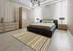 Machine Washable Abstract Dark Almond Brown Rug in a Bedroom, wshabs1784