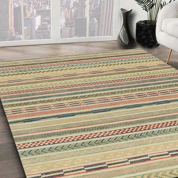 Machine Washable Abstract Dark Almond Brown Rug in a Family Room, wshabs1784