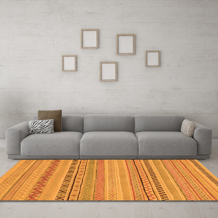 Machine Washable Solid Orange Modern Area Rugs in a Living Room, wshabs1785org