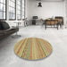Round Machine Washable Abstract Cinnamon Brown Rug in a Office, wshabs1785