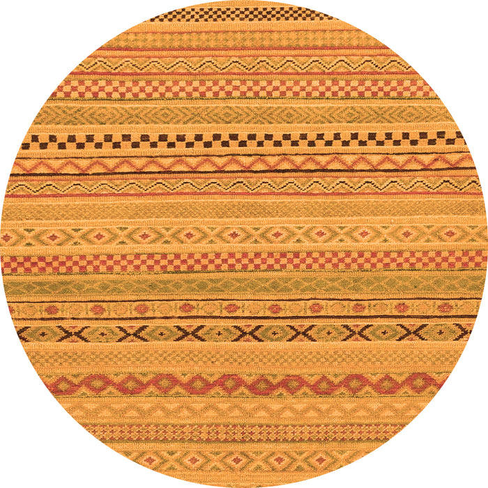 Round Machine Washable Solid Orange Modern Area Rugs, wshabs1785org