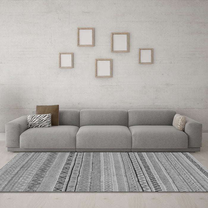 Machine Washable Solid Gray Modern Rug in a Living Room,, wshabs1785gry