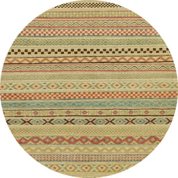 Round Abstract Cinnamon Brown Solid Rug, abs1785