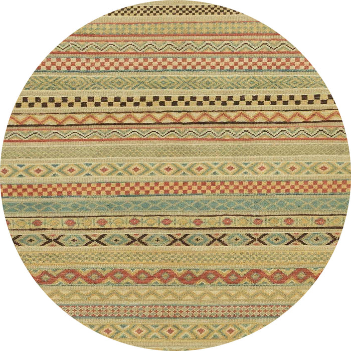 Round Abstract Cinnamon Brown Solid Rug, abs1785