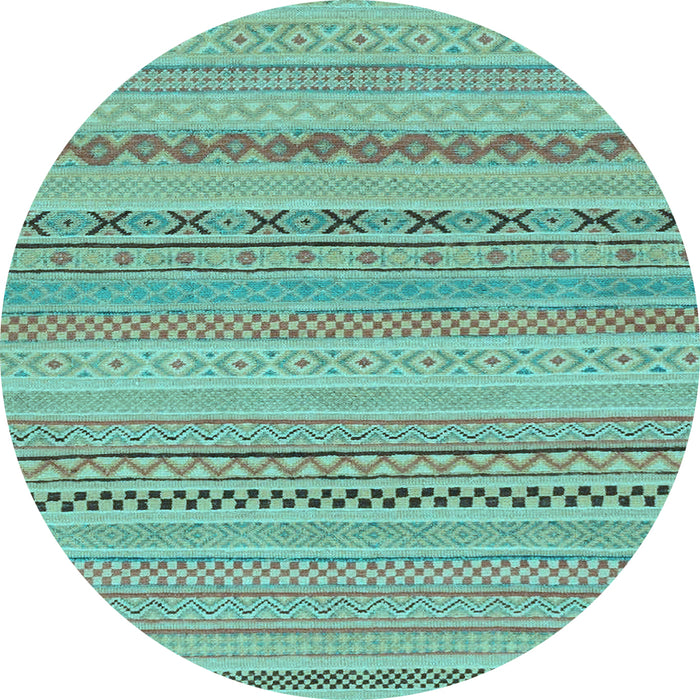 Round Machine Washable Solid Light Blue Modern Rug, wshabs1785lblu