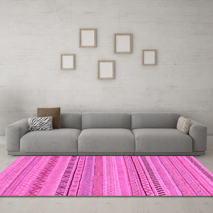 Machine Washable Solid Pink Modern Rug in a Living Room, wshabs1785pnk