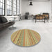 Round Abstract Cinnamon Brown Solid Rug in a Office, abs1785