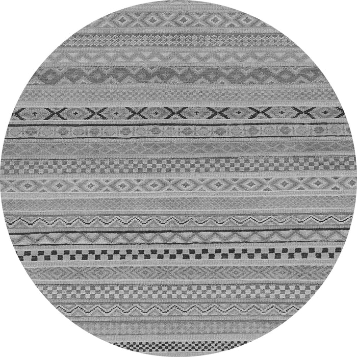 Round Machine Washable Solid Gray Modern Rug, wshabs1785gry