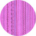 Round Machine Washable Solid Purple Modern Area Rugs, wshabs1785pur