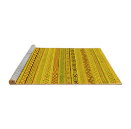 Sideview of Machine Washable Solid Yellow Modern Rug, wshabs1785yw