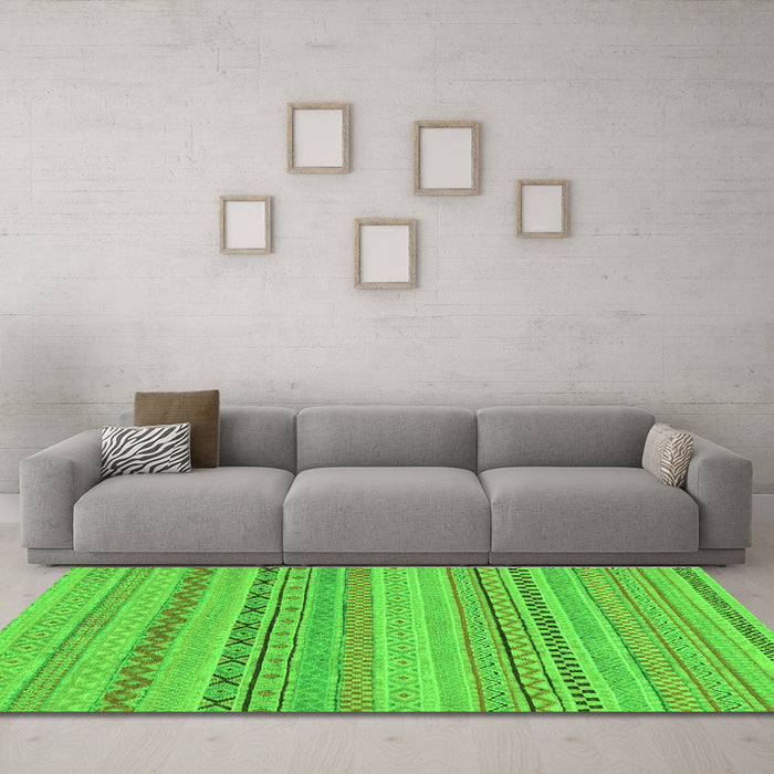 Machine Washable Solid Green Modern Area Rugs in a Living Room,, wshabs1785grn