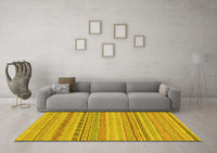 Machine Washable Solid Yellow Modern Rug, wshabs1785yw