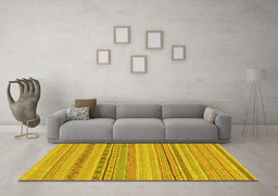 Machine Washable Solid Yellow Modern Rug in a Living Room, wshabs1785yw