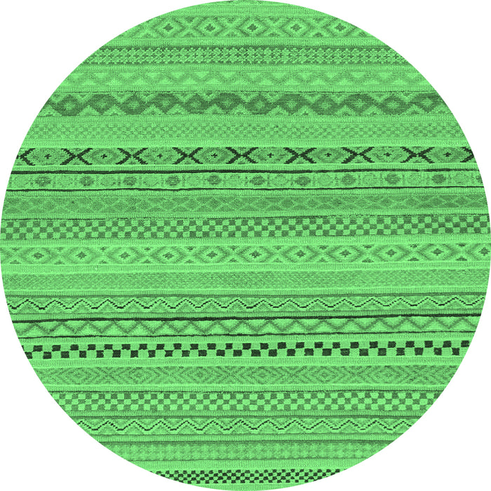 Round Machine Washable Solid Emerald Green Modern Area Rugs, wshabs1785emgrn