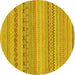 Round Solid Yellow Modern Rug, abs1785yw