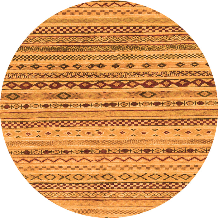 Round Machine Washable Solid Orange Modern Area Rugs, wshabs1786org
