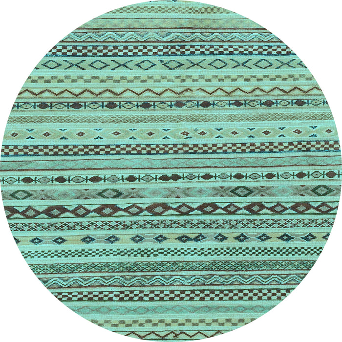 Round Machine Washable Solid Light Blue Modern Rug, wshabs1786lblu