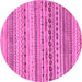 Round Machine Washable Solid Pink Modern Rug, wshabs1786pnk