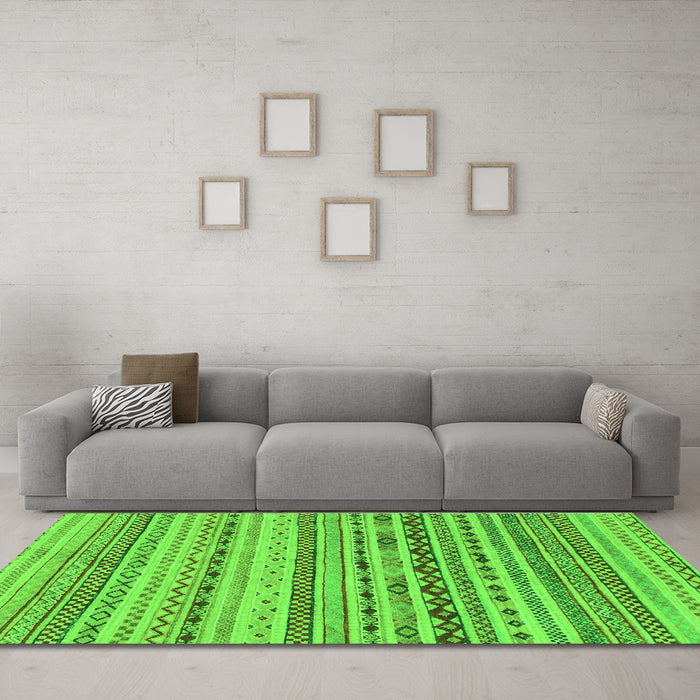 Machine Washable Solid Green Modern Area Rugs in a Living Room,, wshabs1786grn