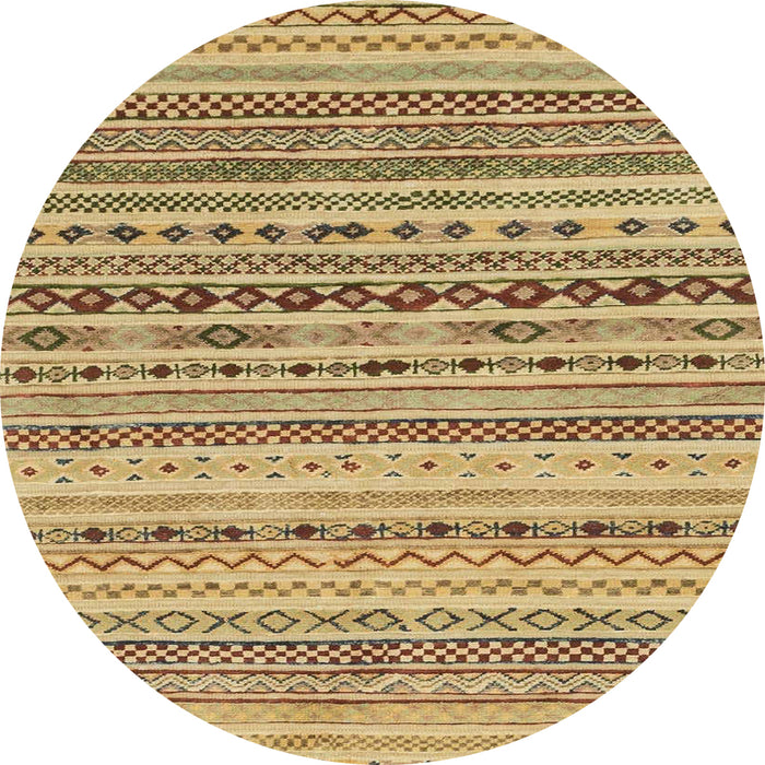 Round Abstract Light Brown Solid Rug, abs1786
