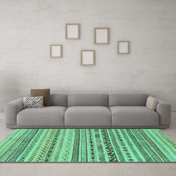 Machine Washable Solid Turquoise Modern Area Rugs in a Living Room,, wshabs1786turq