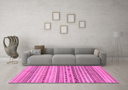 Machine Washable Solid Pink Modern Rug in a Living Room, wshabs1786pnk