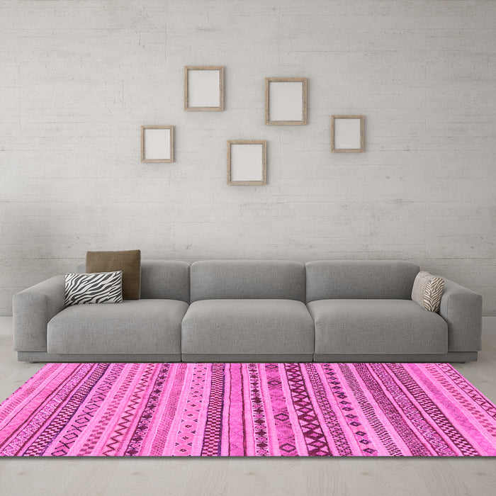 Machine Washable Solid Pink Modern Rug in a Living Room, wshabs1786pnk