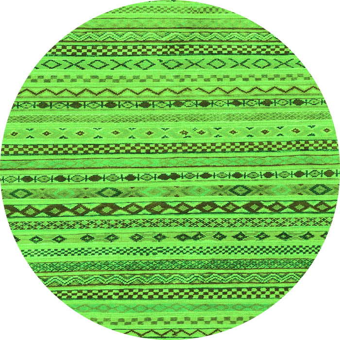 Round Machine Washable Solid Green Modern Area Rugs, wshabs1786grn