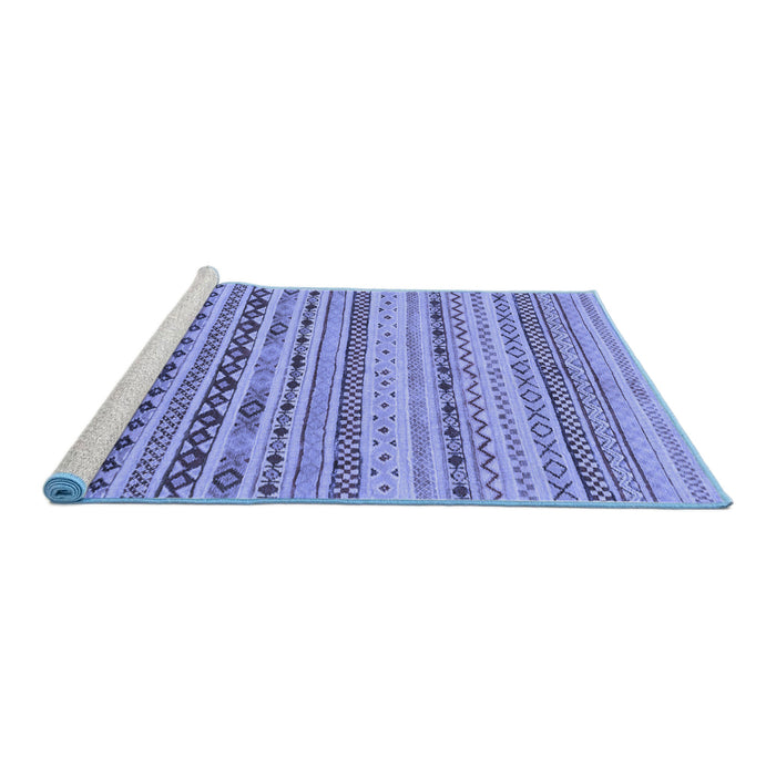 Sideview of Machine Washable Solid Blue Modern Rug, wshabs1786blu