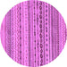 Round Machine Washable Solid Purple Modern Area Rugs, wshabs1786pur