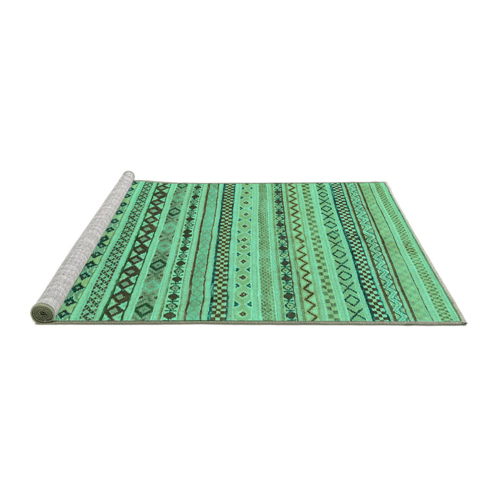 Sideview of Machine Washable Solid Turquoise Modern Area Rugs, wshabs1786turq