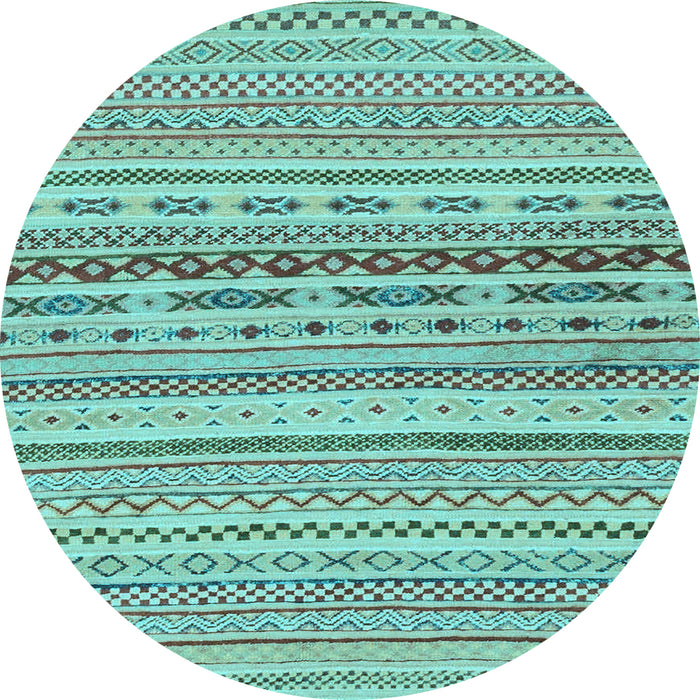Round Machine Washable Solid Light Blue Modern Rug, wshabs1787lblu