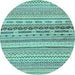 Round Machine Washable Solid Light Blue Modern Rug, wshabs1787lblu