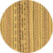 Round Machine Washable Solid Brown Modern Rug, wshabs1787brn