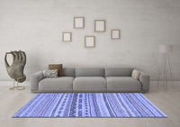 Machine Washable Solid Blue Modern Rug, wshabs1787blu