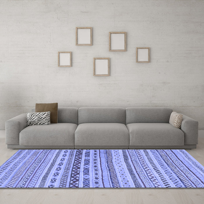Machine Washable Solid Blue Modern Rug in a Living Room, wshabs1787blu