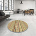 Round Abstract Light Brown Solid Rug in a Office, abs1787