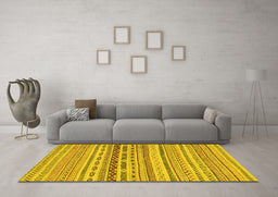 Machine Washable Solid Yellow Modern Rug in a Living Room, wshabs1787yw