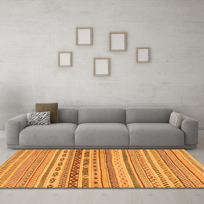 Machine Washable Solid Orange Modern Area Rugs in a Living Room, wshabs1787org