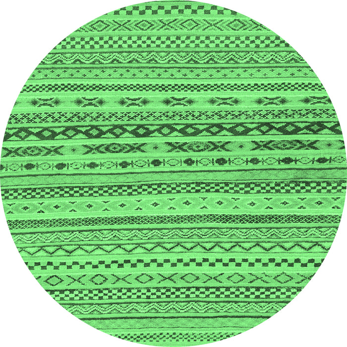 Round Machine Washable Solid Emerald Green Modern Area Rugs, wshabs1787emgrn