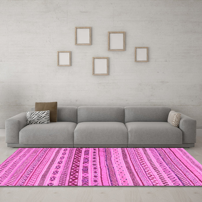 Machine Washable Solid Pink Modern Rug in a Living Room, wshabs1787pnk